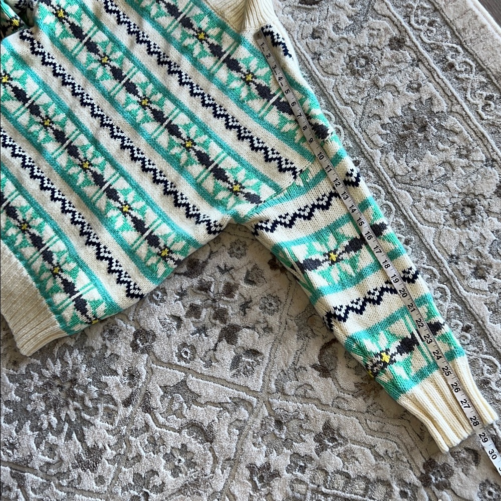 American Eagle Fair Isle Mock Neck Sweater NWT Y2K mid 2010s mint cream Small - Picture 12 of 12